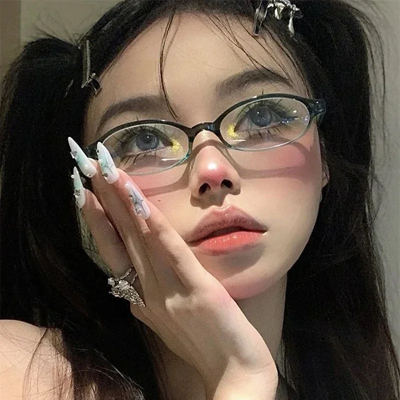 Mulheres y2k retro oval óculos - Gaming Glasses Tinted avaliação e preço